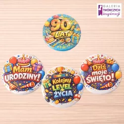 90 lat (urodziny) - przypinka 56 mm
